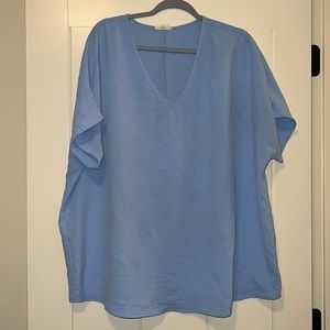 Entro V-Neck Short Sleeve Top (Blue XL)